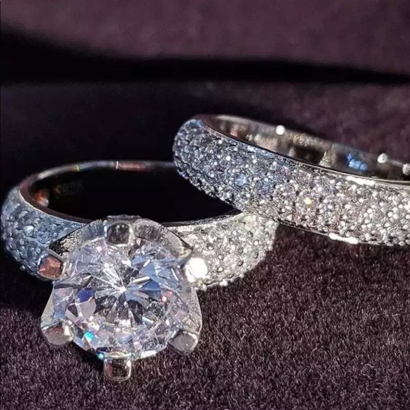 925 Sterling silver Jewelry - INFINITY  Moissanite  925 STERLING SELVER 2PC SET Wedding RING